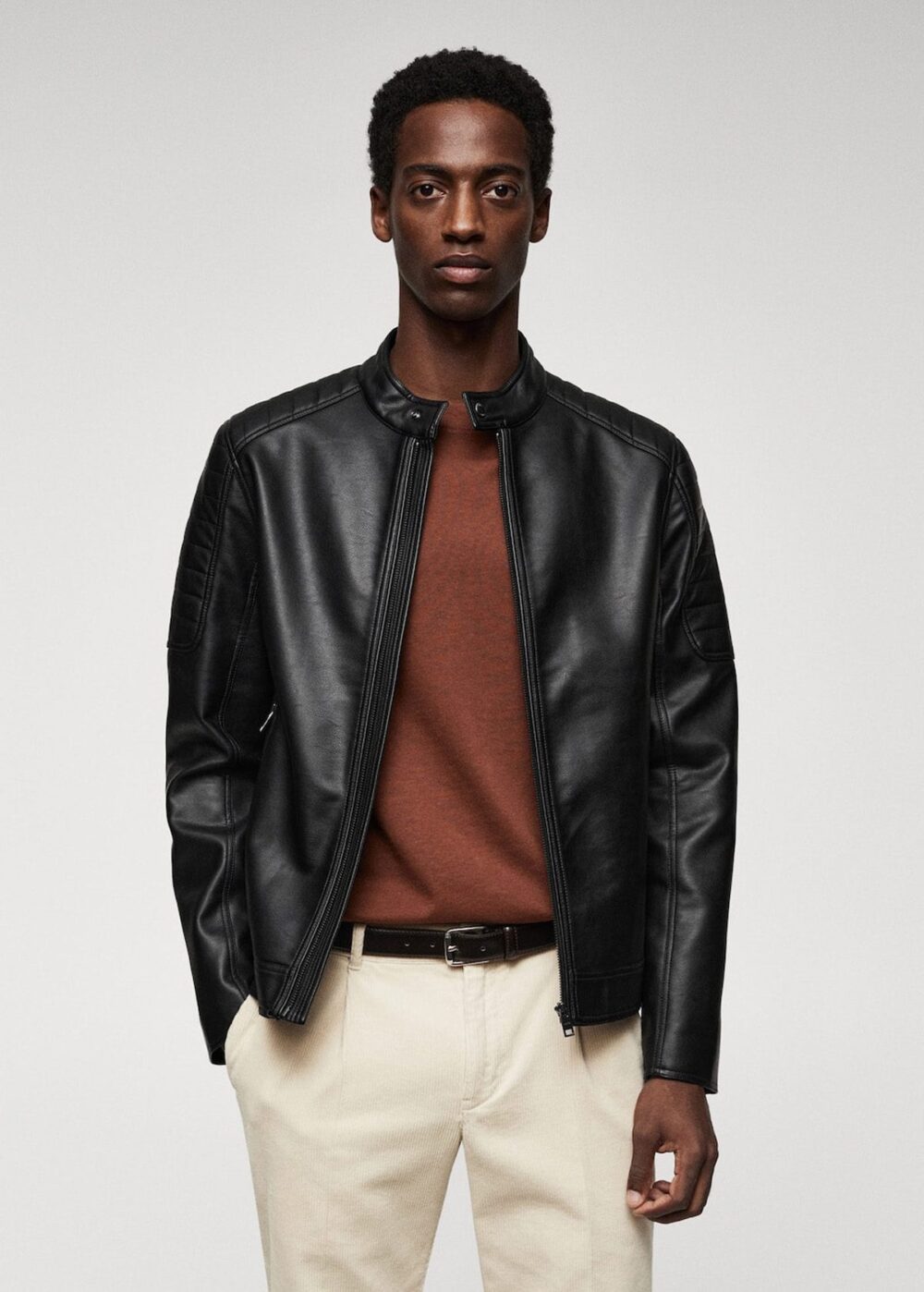 Faux-leather biker jacket